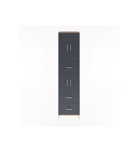 Hyperion Dolap 3 Raflı 3 Çekmeceli 4 Kapaklı 60x44x243 Çam-Antrasit