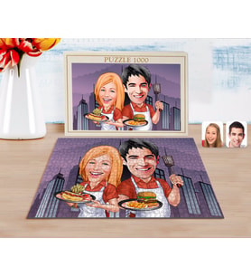 BK Gift Kişiye Özel Sevgililer Karikatürlü 1000 Parça Profesyonel Puzzle-57