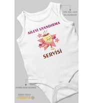 Aileyi Uyandırma Servisi Baskılı Bebek Zıbını – Çıtçıtlı Body  %100 Pamuk Sıfır Kol (Beyaz)