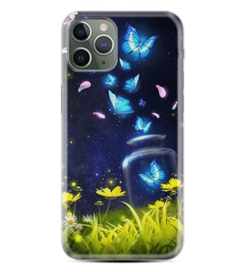 Apple iPhone 11 12 13 14 Pro Max Kılıf Desemli Silikon Neon Butterflys 1309
