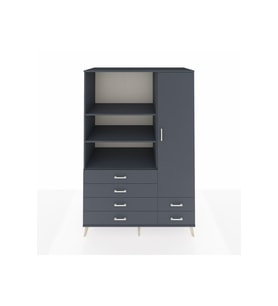 Kronos Dolap 7 Raflı 6 Çekmeceli Tek Kapaklı  132x59x195 Antrasit-Antrasit/Antrasit