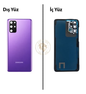 Samsung Galaxy S20 Plus Mor Renk Lensli Arka Kapak Arka Cam Batarya Kapağı Pil Kapağı Lazer Kesim Back Cover Galaxy S20 Plus Uyumlu