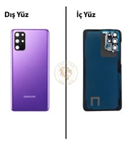 Samsung Galaxy S20 Plus Mor Renk Lensli Arka Kapak Arka Cam Batarya Kapağı Pil Kapağı Lazer Kesim Back Cover Galaxy S20 Plus Uyumlu