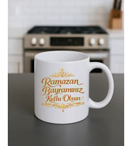 Ramazan Bayramına Özel Tasarımlı Kupa (Kırmızı-Turuncu)
