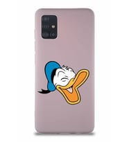 Samsung Galaxy M31S Soft Premier Kapak Donald Duck-E Tasarımlı Silikon Kılıf - Pudra (Şeffaf)