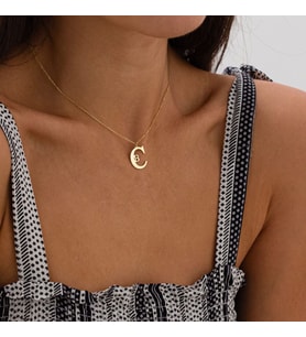 Kişiye Özel Minimalist Tasarım Çift Harf Kolye 925K Gümüş (Gold)