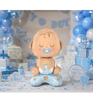 Mavi Bebek Ayaklı Folyo Balon 63x34 CM Baby Shower Cinsiyet Parti Süsü