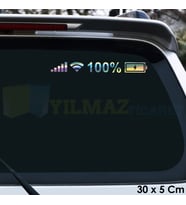 Batarya Pil Wifi Logo İcon Hologram Oto Cam Sticker Etiket Çıkartma Yapıştırma 30 x 5 Cm
