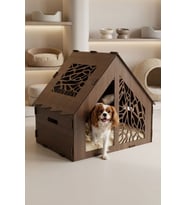 Köpek Kulübesi Ahşap Köpek Evi Ceviz Renk Model 1