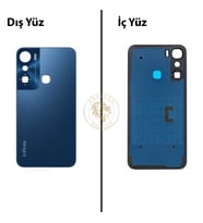 Infinix Hot 12 Pro Mavi Uyumlu Arka Kapak Arka Cam Batarya Pil Kapağı Lazer Kesim Back Cover