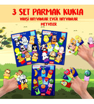 3 Set - 30 Parça Tox Evcil , Vahşi Hayvanlar ve Meyveler Parmak Kukla T771 T781 T105