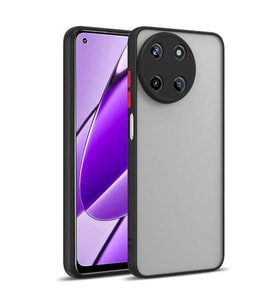 Coverzone Realme 11 4G ile uyumlu K?l?f Hux Kapak ??k ve Dekoratif Model Toz Kir ve Darbelere Kar?? Koruma Y�kseltilmi? Kenarlar ile Ekstra Koruma (Siyah, Realme 11 4G)
