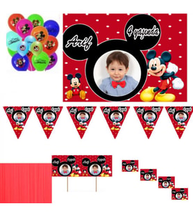 Hayaller Dükkanı Mickey Mouse Kişye Özel Doğum Günü Süsleri Parti Seti