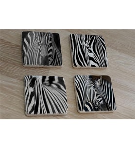 Zebra Doğal Taş Bardak Altlığı 4'lü set - Natural Stone Coasters
