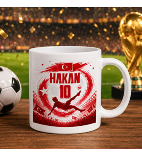 BK Gift Kişiye Özel Türkiye Taraftar Temalı 2026 Dünya Kupası Tasarımlı Beyaz Kupa Bardak -8, Tek Yürek Milli Takım Ruhu