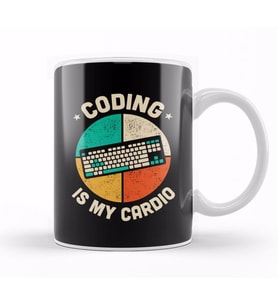 Coding Is My Cardio Fitness Gym Workout Mens  s 03 Kupa Bardak Porselen
