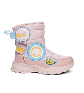Trendyshose 2221 Unisex Yüksek Kalın Kaymaz Taban Cırtlı Kürk Astarlı Soğuk Geçirmez Kar Botu (Pembe)