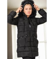 Dewberry Kadın %100 Polyester Kaban Siyah Z6763 Günlük Dış Giyim, Kazak ve Gömlek Kombini, Seyahat Gardırobu