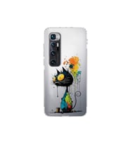 Xiaomi Mi 10 Ultra ile Uyumlu Splash Kedi Tasarımlı Şeffaf Silikon Kılıf