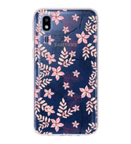 Samsung Galaxy A2 Core Uyumlu Kapak Floral Kırmızı Tasarımlı Şeffaf Silikon Kılıf
