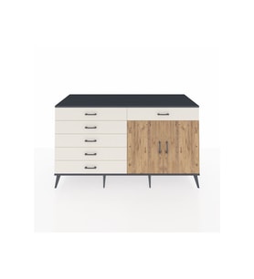 Kronos Konsol Tek Raflı 6 Çekmeceli 2 Kapaklı 176x59x99 Antrasit-Çam/Aytaşı