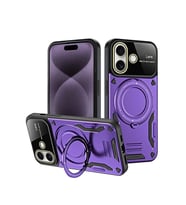 Newface Apple iPhone 16 Kılıf Joy Lens Standlı Kapak - Mor