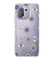 PrintiFy Xiaomi Mi 11 Pro ile Uyumlu Nazar Boncuğu 5 Baskılı Kamera Korumalı Şeffaf Silikon Kılıf