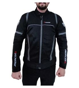 Motosiklet Spin Yazlık Montu Siyah-Gri Motorcu Montu