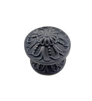 Antika Tarz Dekoratif Pirinç Çiçekli Kapı Tokmağı - 80 mm Çap, Oksit