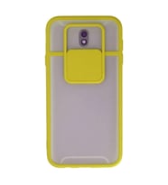 Samsung Galaxy J7 Pro / J730 Kılıf Palm Buzlu Kamera Sürgülü Silikon - Sarı