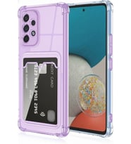 Teknomoda Samsung Galaxy A72 Kılıf Kartlıklı Anti Şok Korumalı Şeffaf Silikon Lila