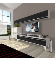 Decoraktiv Ekoflex 8 Mdf Silver Tv Ünitesi Tv Sehpası - Beyaz Siyah (Siyah - Beyaz)