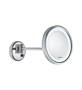 Valera Optima Light One LED Aydınlatmalı Açma - Kapama Düğmeli Yatay Eksen Ayarlı 3x Büyüteçli Krom Kaplamalı Ayna (Eskimiş Beyaz)