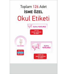 İsimli Okul Etiketi Defter Kitap Kalem Sticker Seti 126 Adet