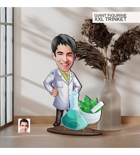 BK Gift Kişiye Özel Eczacı Karikatürlü Büyük Boy Ahşap Biblo-1  Arkadaşa Hediye , Sevgiliye Hediye, Kişiye Özel Biblolar