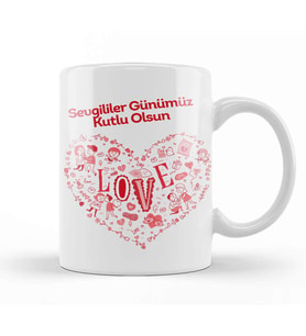 Sevgililer Günü Sevgiliye Hediye 0260 Kupa Bardak Porselen