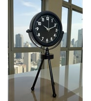 Black Luxury Modern Üç Ayaklı Metal Masa Saati (Kahverengi Açık)
