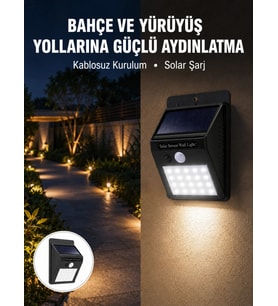 Kablosuz Solar Led Lamba Bahçe, Veranda, Merdiven Işığı, Otomatik Aç-kapa Sensörlü Yeni Nesil