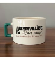 Kayınvalide İkinci Anne Baskılı Yeşil Kulplu C Fincan