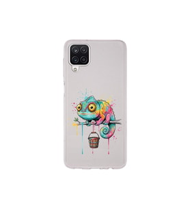 Samsung Galaxy A12 ile Uyumlu Splash Bukalemun Tasarımlı Şeffaf Silikon Kılıf