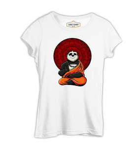 Panda Yoga Beyaz Kadın Tshirt
