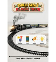 Classic Series Pilli Işıklı Sesli Oyuncak Tren Seti - 33 Parça Nostaljik Tren - 365 cm Ray