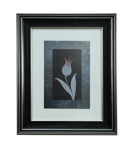 e38 EL İŞÇİLİĞİ SİYAH ZEMİNLİ LALE EBRU TABLO 43*35 CM-6462