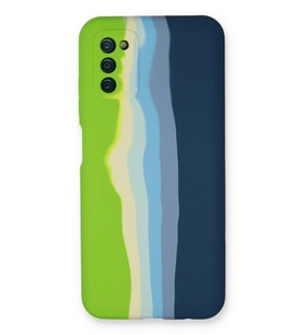 Galaxy A03S Kılıf Ebruli Lansman Silikon - Yeşil-Koyu Yeşil