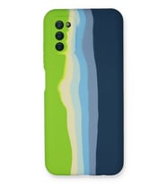 Galaxy A03S Kılıf Ebruli Lansman Silikon - Yeşil-Koyu Yeşil