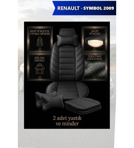 renault symbol 2009 Koltuk ve Kılıf uyumlu Yastık Siyah Minder Lüks 2 Minder 2 Yastık