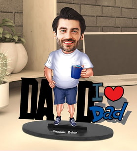 Kişiye Özel I Love Dad Tasarımlı Karikatür Biblo