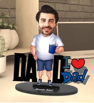 Kişiye Özel I Love Dad Tasarımlı Karikatür Biblo