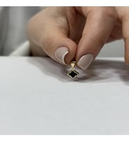 14 Ayar Altın Taşlı Mini Yonca Kolye Ucu (Siyah)