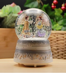 Masalı Gri Sevgili Kar Küresi Otomatik Müzikli & Işıklı (orta Boy) KuşkarNM872